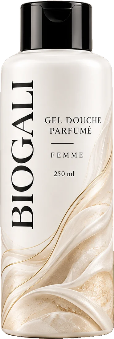 Flacon Biogali Femme, blanc nacré, décor marbre et or
