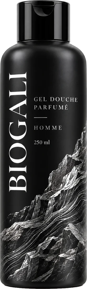 Flacon Biogali Homme, noir, décor de roche